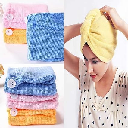 Figment Quick Turban Hair-Drying Absorbent Microfiber Towel/Dry Shower Caps/Bathrobe Hat/Magic Hair Wrap for Women (Multi Color) (1 Qty)