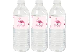 Big Dot of Happiness Pink Flamingo - Party Like a Pineapple - Tropical Summer Party Water Bottle Sticker Labels - Set of 20