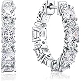 RANDES Women's Small Huggie Hoop Earrings - 925 Sterling Silver Chunky Hoops with Ruby, Sapphire, Emerald, Amethyst Gemstones