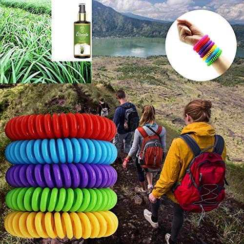 Rewind With Nature Anti Mosquito Repellent Bracelet for Kids, Adults, Pets 10 Pcs Insect Repellent Bracelet, Wrist, Ankle, 100% Natural Silicon- Non Toxic - Waterproof Safe Travel Bug Bands Bracelet