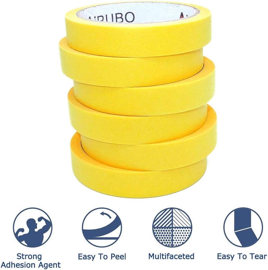 ALBOYI 6 Pack Yellow Masking Tape 18mm×20m Strong Adhesive General Tape for Painting Spray Masking, Decorating, Industrial - Image 4