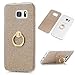 Badalink Galaxy S7 Edge Case (NOT for S7) Ring Holder Kickstand Shockproof Drop Protection TPU Bumper with Detachable Shiny Shell Slim-Fit Protective Cover for Galaxy S7 Edge (Gold)