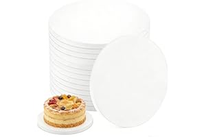 Merkaunis 12 Pcs 8 Inch Cake Boards, 1/2 Inch Thick White Cake Drum, Cardboard Cakes Drumsm, Sturdy Cakes Base Thick Cakes Bo