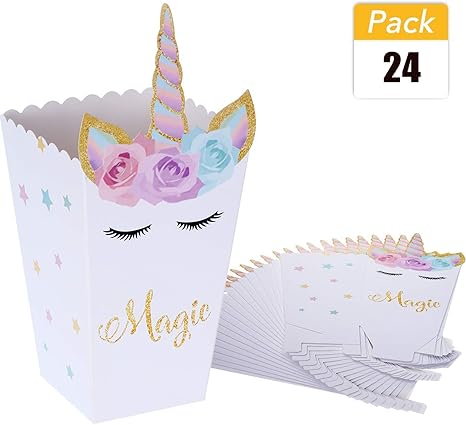 Art De La Table 12pcs Licorne Du Pop Corn Bonbons Boites Sac Papier Maison Fete D Anniversaire Fournitures De Decoration Articles De Fete