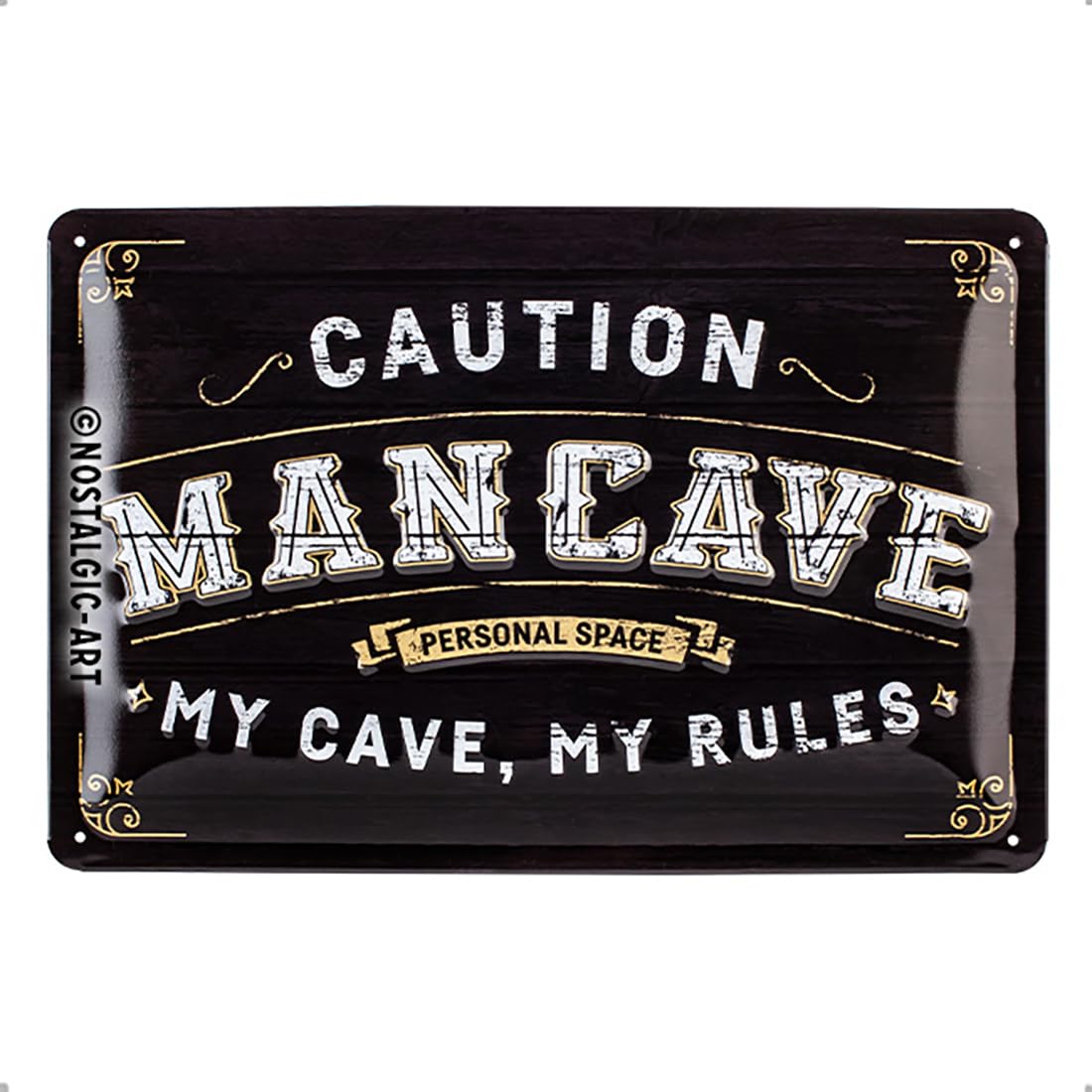 Nostalgic-Art Retro Tin Sign Caution Man Cave Nostalgia Gift Idea Metal Vintage Design for Decoration 20x30cm