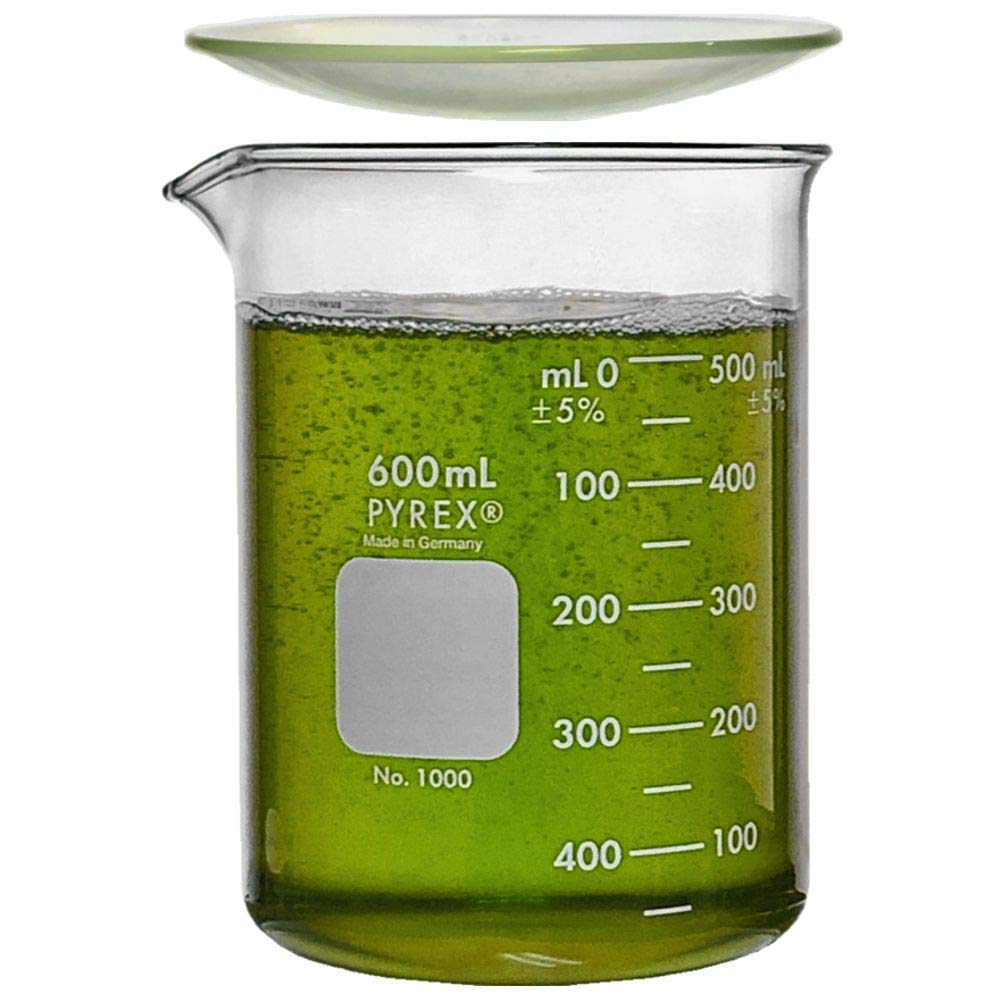 Corning Pyrex 1000-600 Glass 600mL Graduated Low Form Griffin Beaker, 50mL Graduation Interval, with Double Scale: Industrial & Scientific