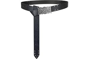 HiiFeuer Viking Embossed Buckle Belt, Nordic Faux Leather Knight Belt, Retro Medieval Warrior Belt for LARP Cosplay Halloween
