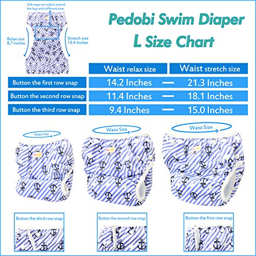 Pedobi Reusable Baby Swim Diapers, Adjustable Diaper Swim for Toddlers