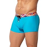 Arjen Kroos Mens Swim Briefs Square Leg Board Short Quick-Dry Swimwear with External Drawstring Stretch Beach Trunks