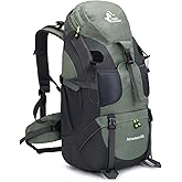 Bseash 50L Hiking Backpack, Water Resistant Lightweight Outdoor Sport Daypack Travel Bag for Camping Climbing Skiing Cycling (Army Green - With Shoe Compartment)