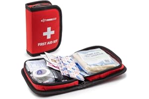 Primacare KB-7411 45 Piece Personal First Aid Kit, 6"x4"x1", with Emergency Medical Supplies, Pocket Size Essential Travel Bag, Med Kits, Red