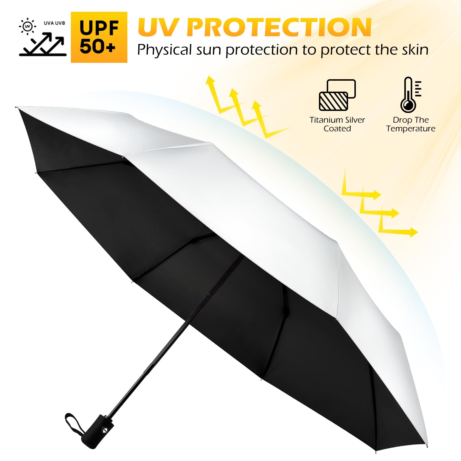 42/46/50inch UPF 50+ Sun Umbrella UV Protection UV Umbrella Parasol Umbrellas Travel Compact for Rain Sun Waterproof And Wind Resistant Sun Blocking Umbrellas Auto Open Close