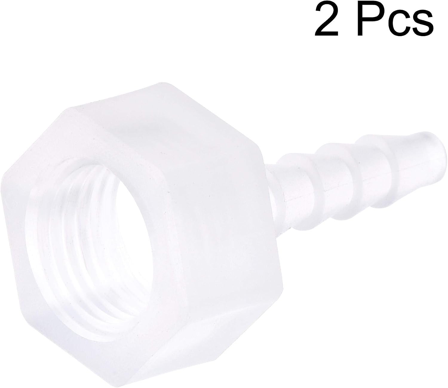sourcing map Polypropylene Hose Barb Fitting Coupler, 4mm Barb x G1/4 Female Thread Pipe Adapter, Translucent 2Pcs - Image 5