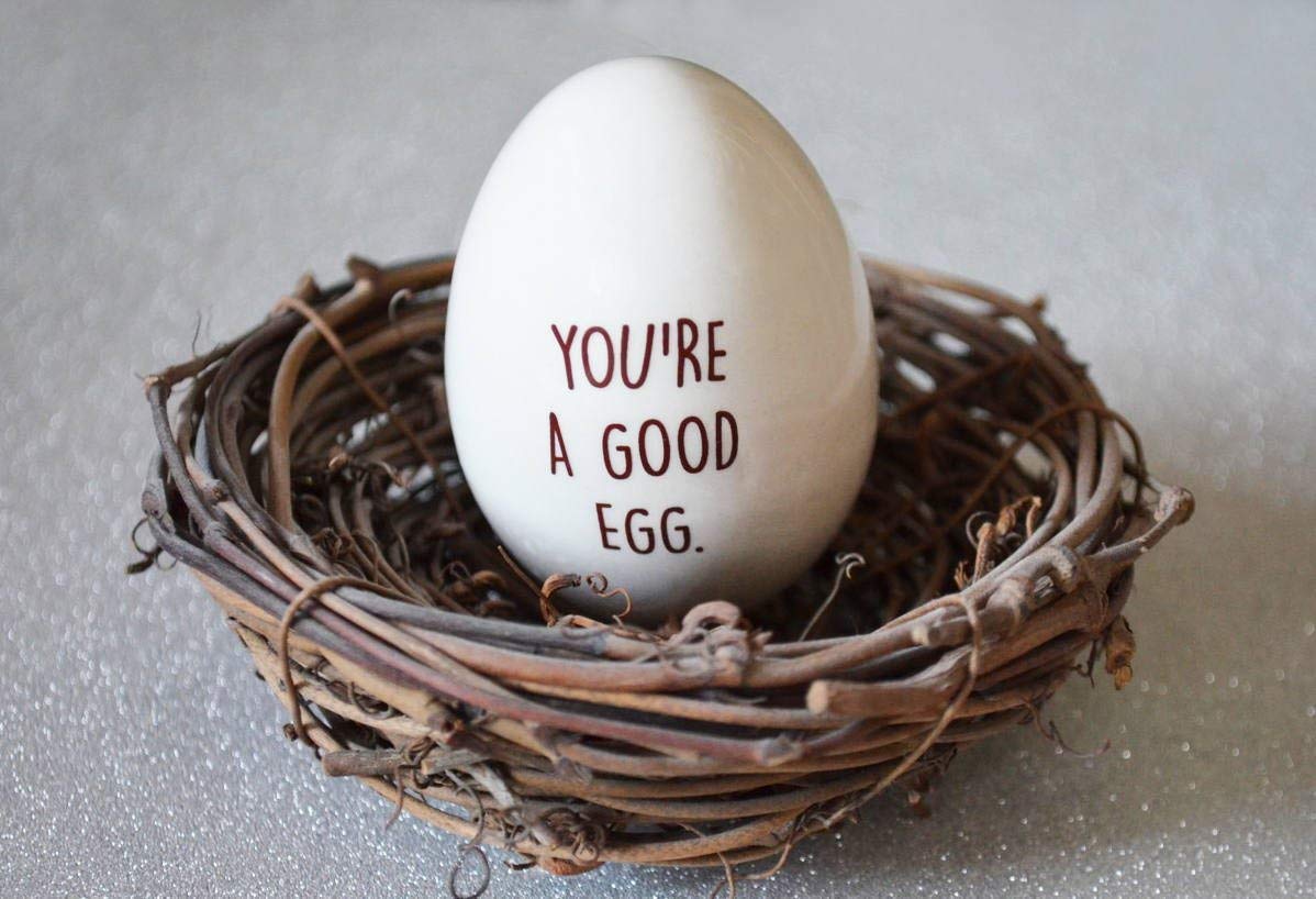 You're a Good Egg Unique Gift Idea Ceramic Egg Friend