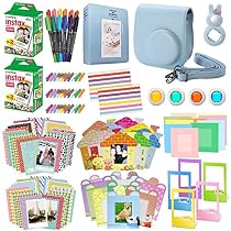 Xpix 135Pc. Fujifilm Instax Mini 8/8+ (Blue) Accessory Kit &ndash; includes 40 Instax Film, Case, Album, selfie mirror, 4 colored close up filters, 40 film frames, 12 color markers & Complete Bundle