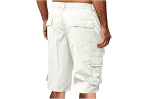 APIVOE Cargo Shorts for Men Summer Elastic Waist Shorts Lightweight Work Long Shorts Big and Tall Cargo Shorts with Pockets