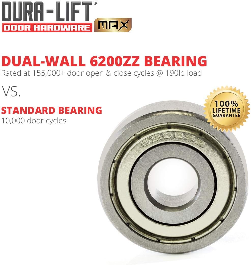DURA-LIFT Ultra-Life MAX 2" Sealed 6200ZZ Bearing Nylon Garage Door Roller, 4" Stem, Pack of 10: Home Improvement