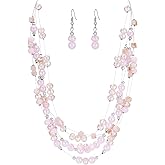 Layered Chunky Statement Necklace for Women Colorful Boho Beaded Necklaces and Earring Set Fashion Costume Jewelry for Women