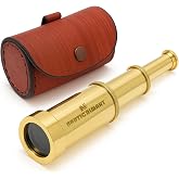 Solid Brass Handheld Telescope 6" - Nautical Pirate Spy Glass with Free case | Collectible Gift, Perfect for Christmas &amp; Holiday Gifting