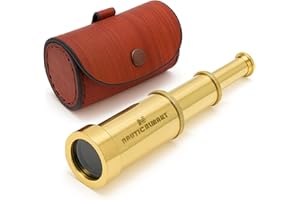 NAUTICALMART Solid Brass Handheld Telescope 6" - Nautical Pirate Spy Glass with Free case