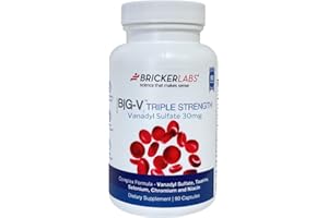 Bricker Labs Big-V Triple Strength Vanadyl Supplement: Vanadyl Sulfate 30 mg, Taurine 600 mg, Selenium, Chromium and Niacin, Blended Mineral Supplement Capsules 90 ct