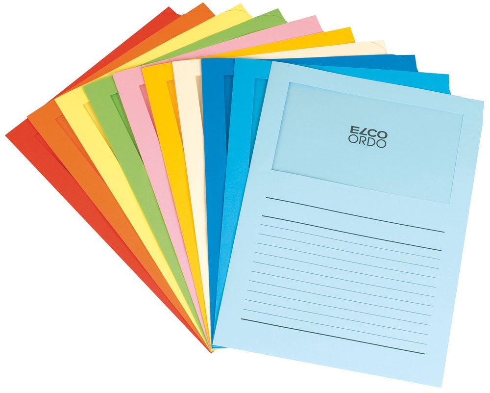 ELCO Ordo Classico, Organizer Folder with Window, 220 x 310 mm, 120 g/m², FSC Mix, Assorted Colours, Pack á 100 folders