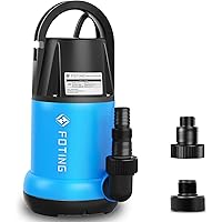 FOTING Sump Pump 1HP Clean/Dirty Submersible Water Pump, Thermoplastic Portable Utility Pump 4600 GPH for Swimming Pool Garde