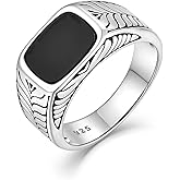 Ring for Men Wedding Promise 925 Sterling Silver Ring Men Square Cubic Zirconia Rings Jewelry Birthday Gifts for Him Husband