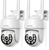 Codnida 3MP Outdoor Security Camera 2 Pack IP CCTV 24/7 Color Night Vision