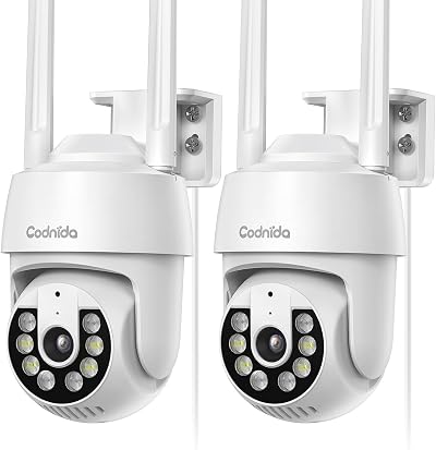 Codnida 3MP Outdoor Security Camera 2 Pack IP CCTV 24/7 Color Night Vision