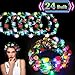 24 Pack LED Flower Headband Light Up Flower Wreath Headdress Glow in The Dark Party Favor Stick Glow Wreath Headband Flashing Garland for Women Teen Girls Party Supplies for Halloween Birthday Wedding