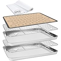 Baking Sheet 55 PCS Baking Sheet Set with 2 PCS Stainless Steel Baking Pans & Cooling Rack,Silicone Baking Mat & 50…