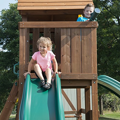 SwingNSlide Mont Eagle Play Set with Two Swings, Two Slides, Rock