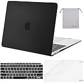 MOSISO Compatible with MacBook Air 13 inch Case M1 Chip 2021-2018 Release A2337 A2179 A1932, Plastic Hard Shell&Keyboard Cover&Screen Film&Storage Bag for MacBook Air 13.3 inch Case, Black