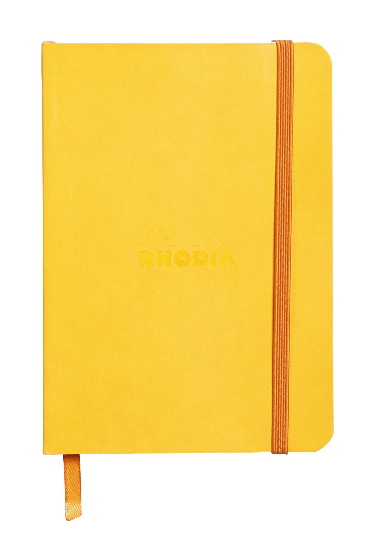 RHODIA 117316C - Jonquille Soft Notebook - A6 - Lined - 144 pages - Clairefontaine Ivory Paper 90 g/m - Bookmark, Elastic Closure - Faux Leather Cover - Rhodiarama Collection