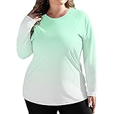 COOTRY Women's Plus Size UPF 50+ Sun Shirts Long Sleeve Workout Hiking Tops UV Protection Rash Guard Quick Dry Swim Shirt