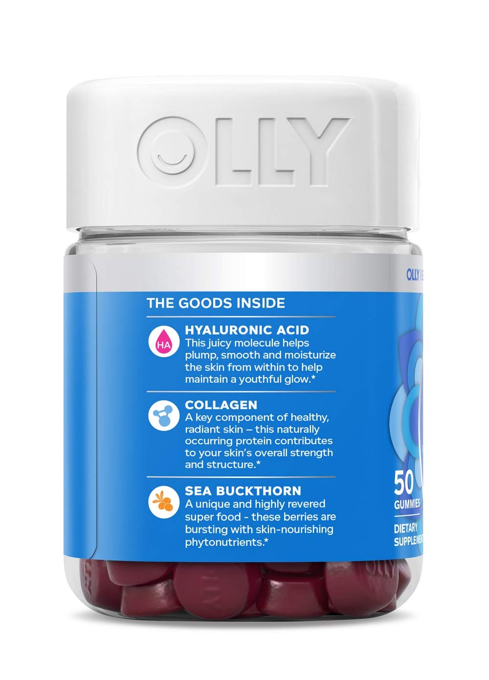 OLLY Glowing Skin Gummy, 25 Day Supply (50 Count), Plump Berry