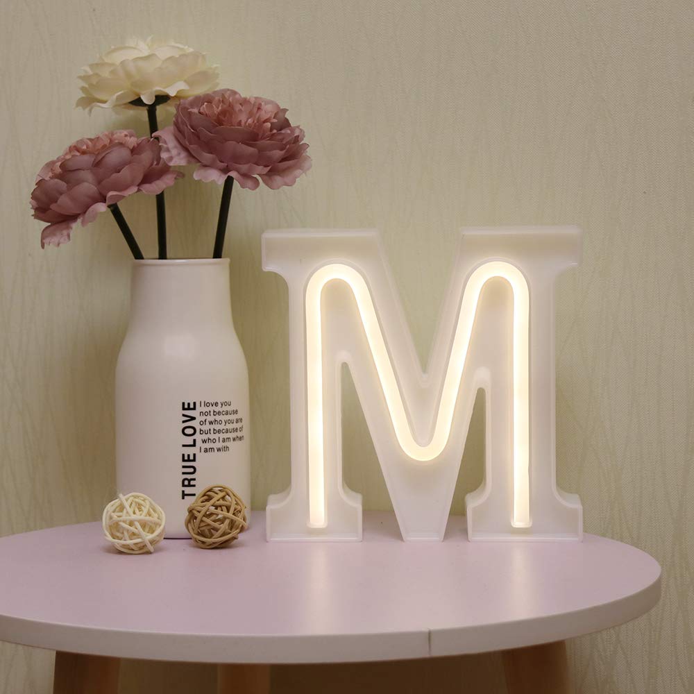 GUOCHENG LED Neon Letter Lights Alphabet Light Up Letter Sign Battery&USB Power Marquee Neon Letter Lights for Christmas Wedding Home Party Decoration M
