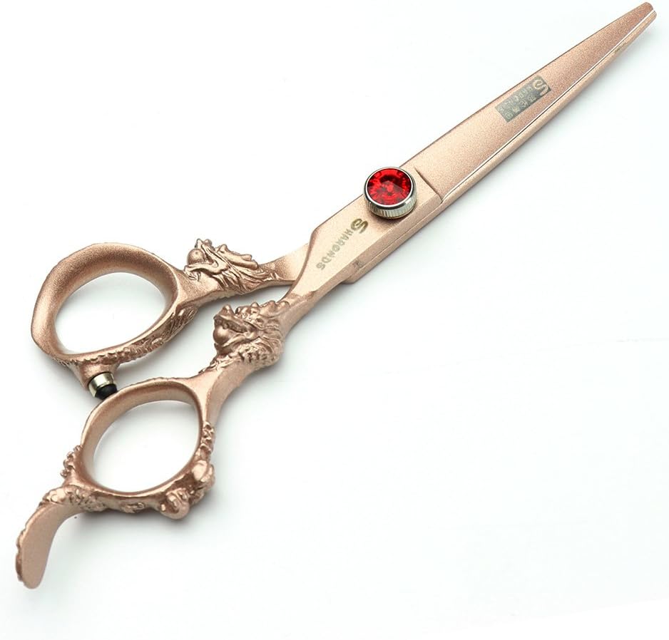 Rose gold 440c high hardness Japanese hairdressing scissors Salon hairdressers Hair cutting and thinning hairdressing professional hair cut (Cutting Scissors)