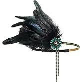 VENOFEN 1920s Flapper Headpiece Great Gatsby Feather Headband Roaring 20s Headpiece Rhinestone Tassel Vintage Style Headband Hair Accessories for Women and Girls