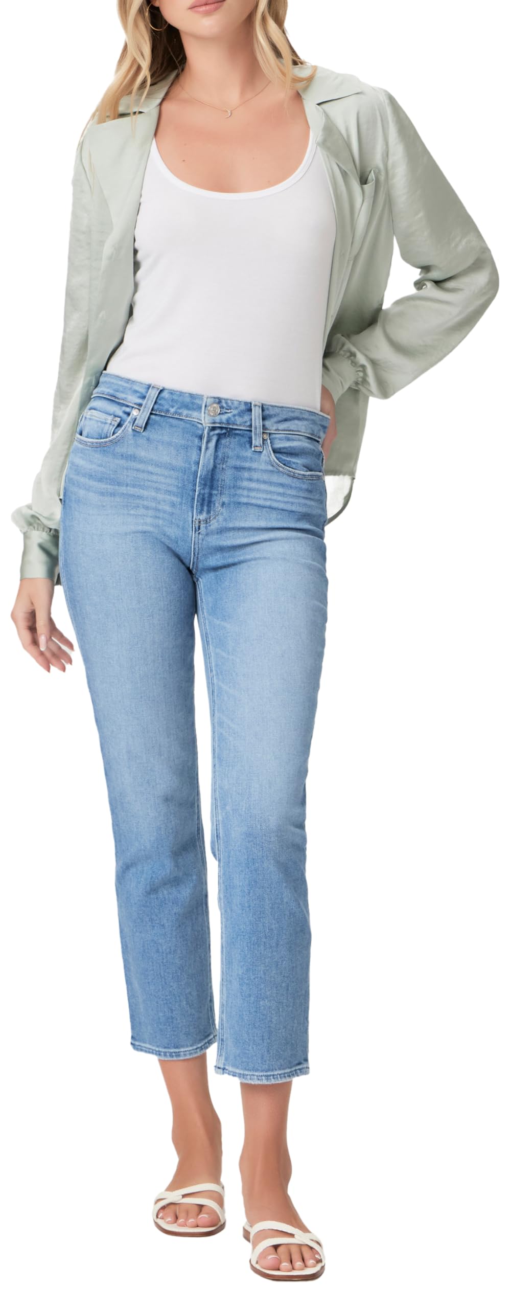 PAIGE Women's Cindy High-Rise Straight Jeans – Night Fever Wash, Vintage Stretch Denim 2 thumbnail image