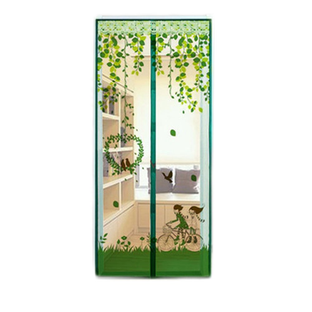 DadaAA Magnetic Screen Door, 90x210cm, Green & Clear, Mesh Fabric, Door Screen for Balcony Sliding Doors Living Room