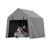 GarveeLife 6 x 6 ft Carport Storage Shed, Portable Garage with Roll-up Zipper Door, Heavy Duty Waterproof Tarp, Storage for Motorcycle, Bike, Firewood, Garden Tools
