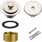 Tub Drain and Overflow Kit with Single Hole Overflow Faceplate, Welsan Universal Lift & Turn Bathtub Drain Kit with Fine/Coar