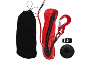 ANGORA BRANDS Winch Rope 1/4 Inch x 50 Feet 10,000 lbs - Thick Rope for UTVs, Trucks, and Towing Accessories - Winch Accessories - Tow Line for Off-Road Adventures - Synthetic Winch Rope by Visol