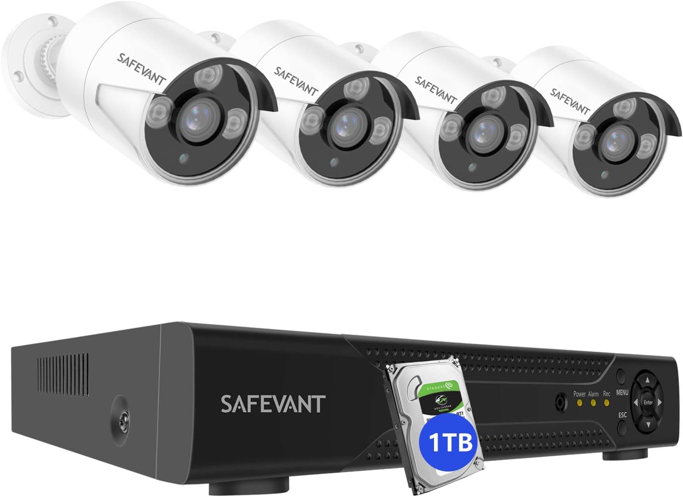 [2020 New] 5MP Security Camera System with 1TB Hard Drive,SAFEVANT Super HD Wired DVR Systems 4pcs 2.5×1080P Indoor Outdoor Home Surveillance Cameras with Night Vision Motion Detection