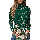 Akivide Women's Turtleneck Stylish Floral Pattern Long Sleeve Shirt Dressy Casual Fall Winter Fashion Blouse Tops 2025