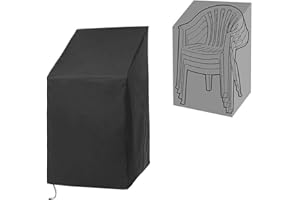 HERSENT Patio Chair Covers for Outdoor Furniture Waterproof, Heavy Duty Stackable Chairs Cover with Adjustable Hem Cord for Better Fit, Large Cover for Lounge Deep Seat , Black, All Weather Protection (Black)