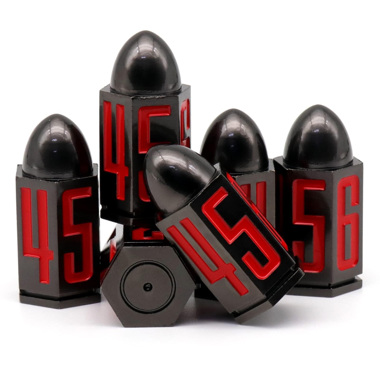 Bullet Metal Dice Set, DND D6 Dice 6pcs, for D&D Dungeons and Dragons Dice Accessories Gift（Bullet-Red Number） — image 1