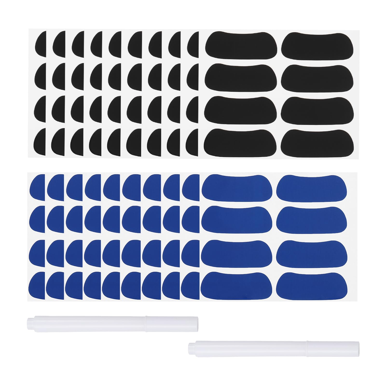 PATIKIL 80 Pairs Sports Eye Black Stickers, Under Eye Black Strips Football Face Stickers Breathable Eyeblack Sticker with 2 Pcs White Pencil for Baseball Fans on Game Day, Black, Blue